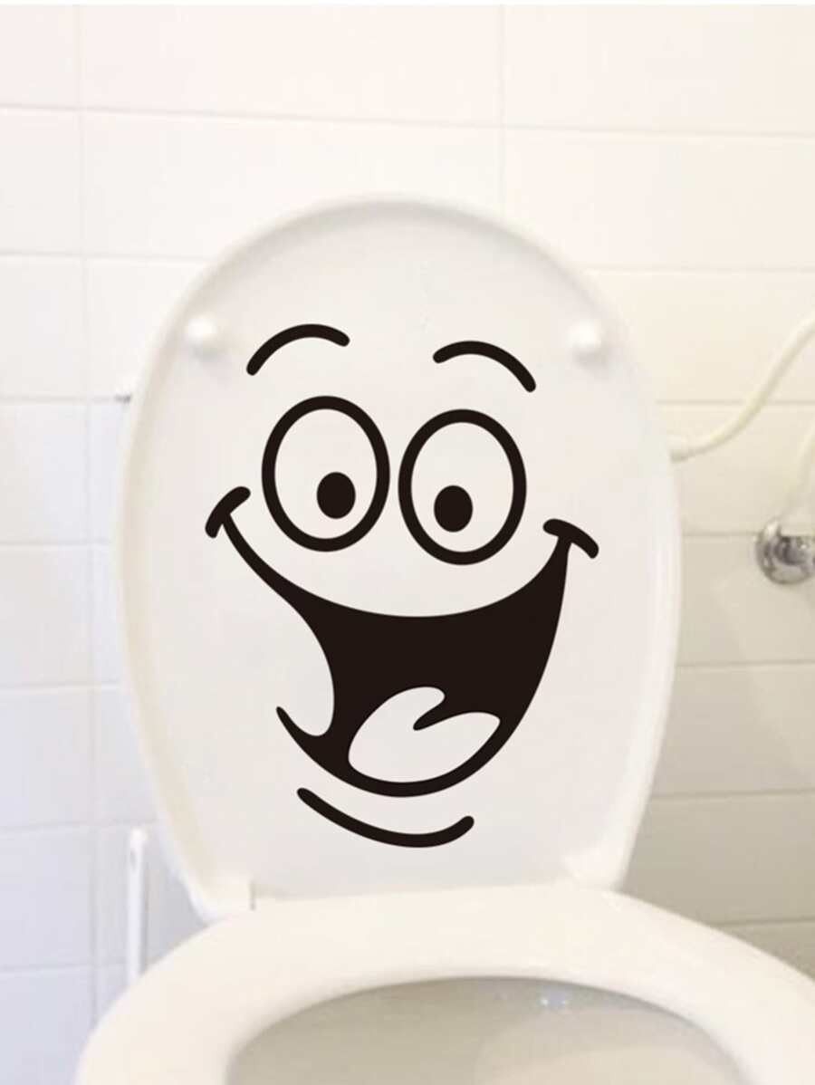 卡通圖案馬桶貼紙 - 黑色 - 查看 1