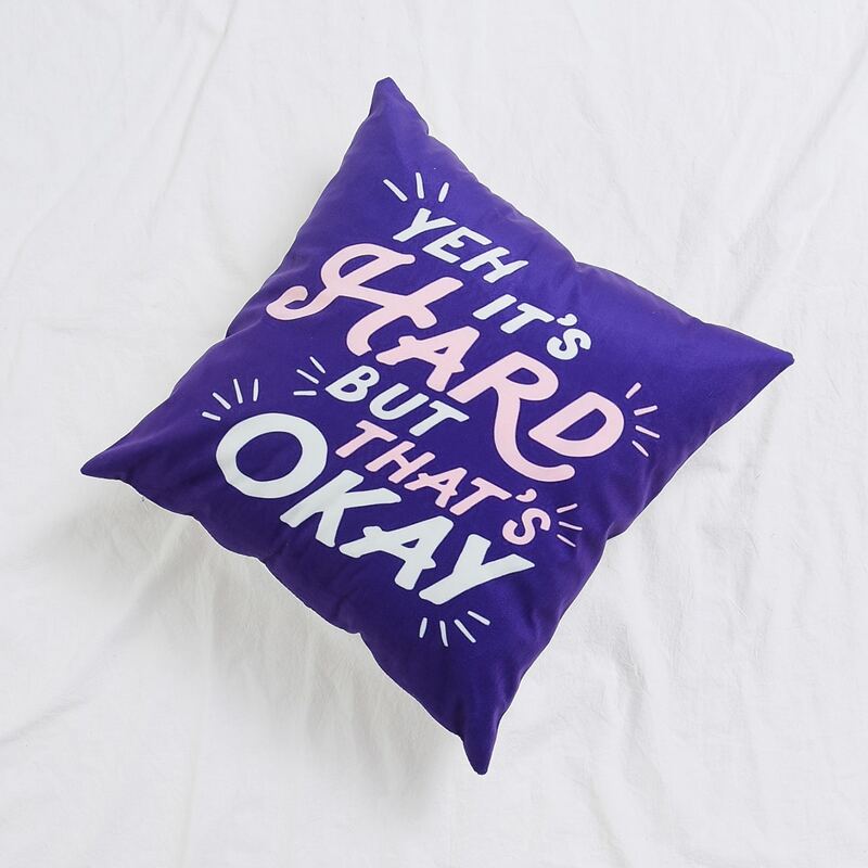 

Slogan Graphic Cushion Cover, Purple