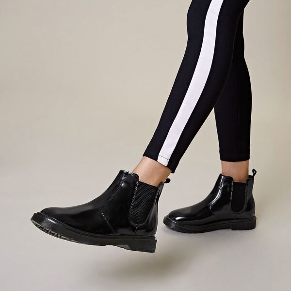

Patent Slip On Chelsea Boots, Black