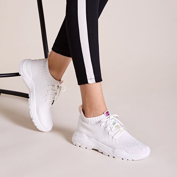 

Lace-up Front Wide Fit Sneakers, White