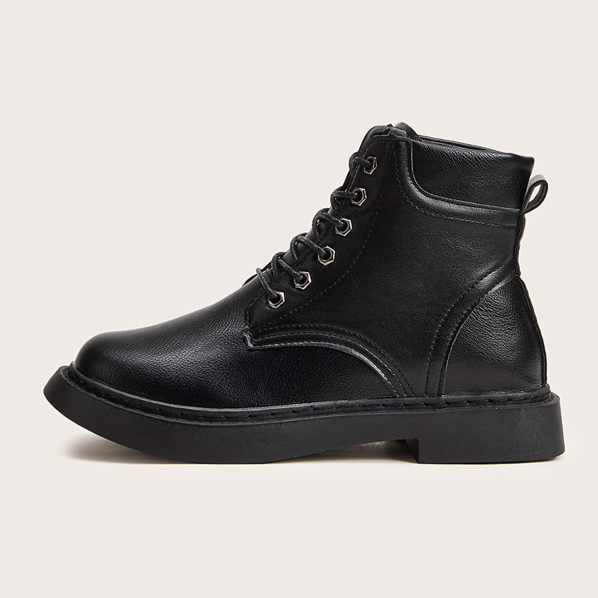 

Lace-up Front Combat Boots, Black