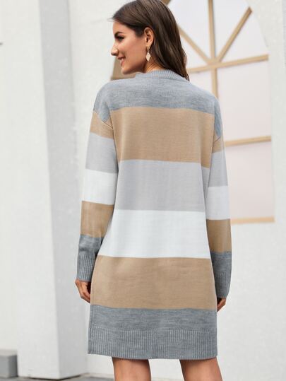Robe pull avec blocs de couleurs
