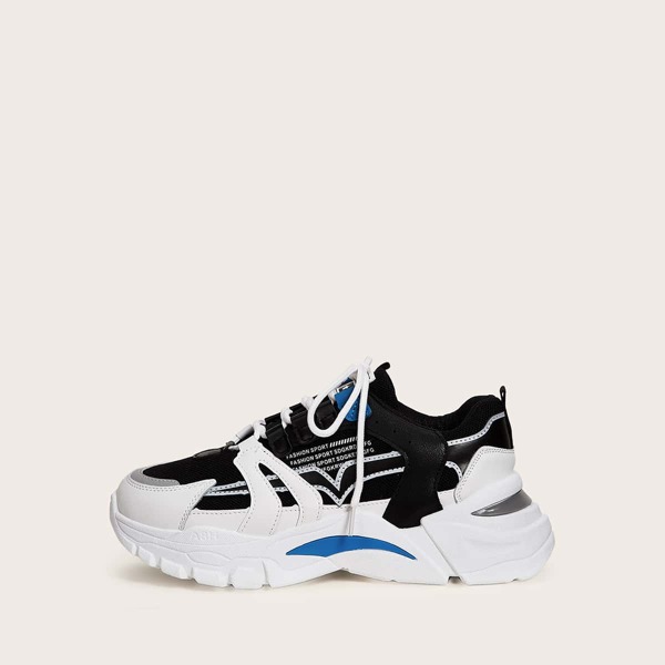 

Men Letter Graphic Lace-up Front Chunky Sneakers, Multicolor