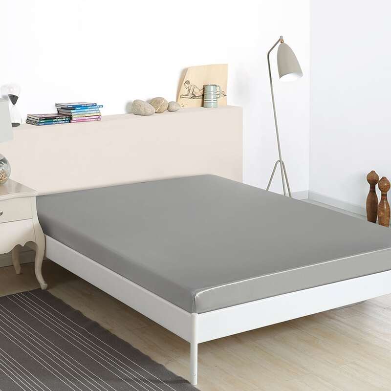 

Plain Satin Fitted Sheet, Grey