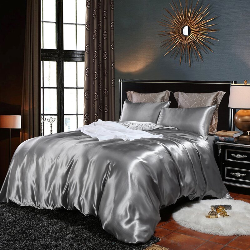 

Plain Satin Sheet Set, Grey