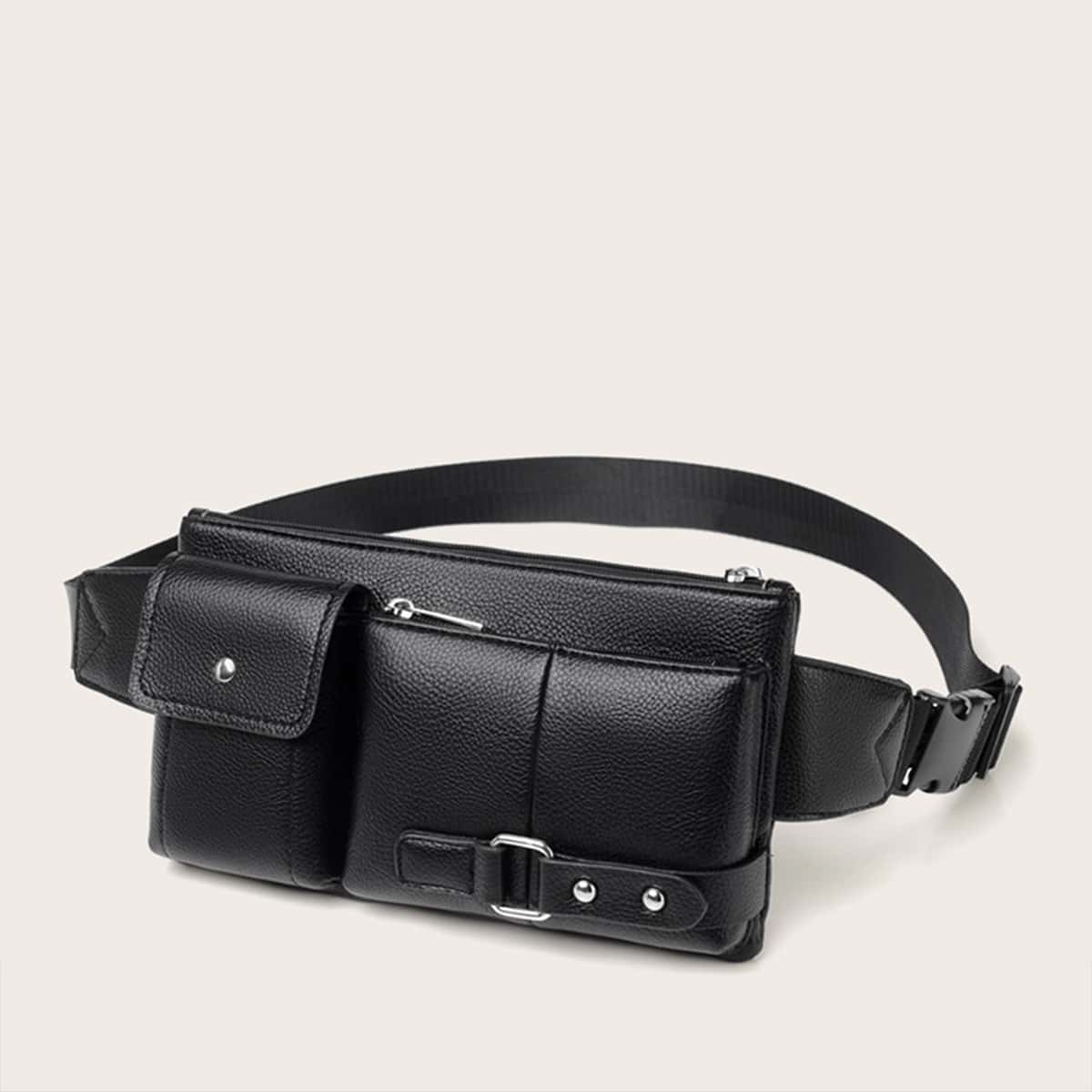 

Minimalist Pocket Front Fanny Pack, Black