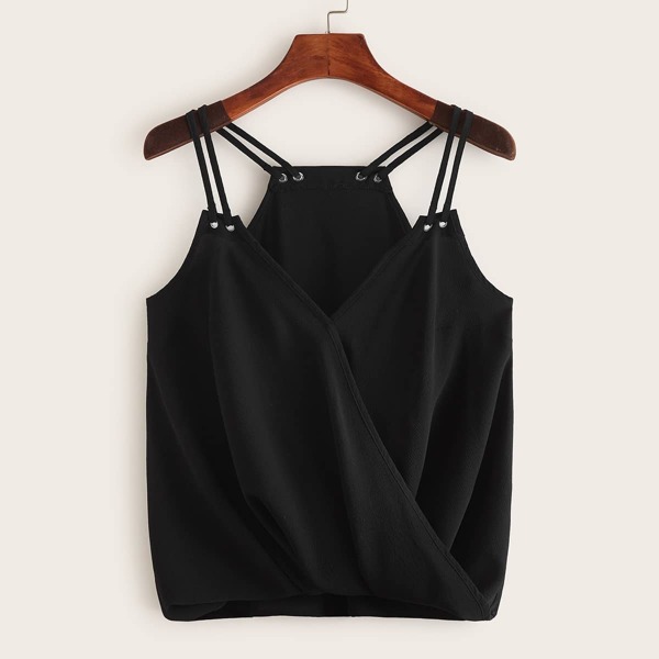 

Surplice Front Cami Top, Black