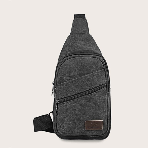 

Men Zip Front Sling Bag, Grey