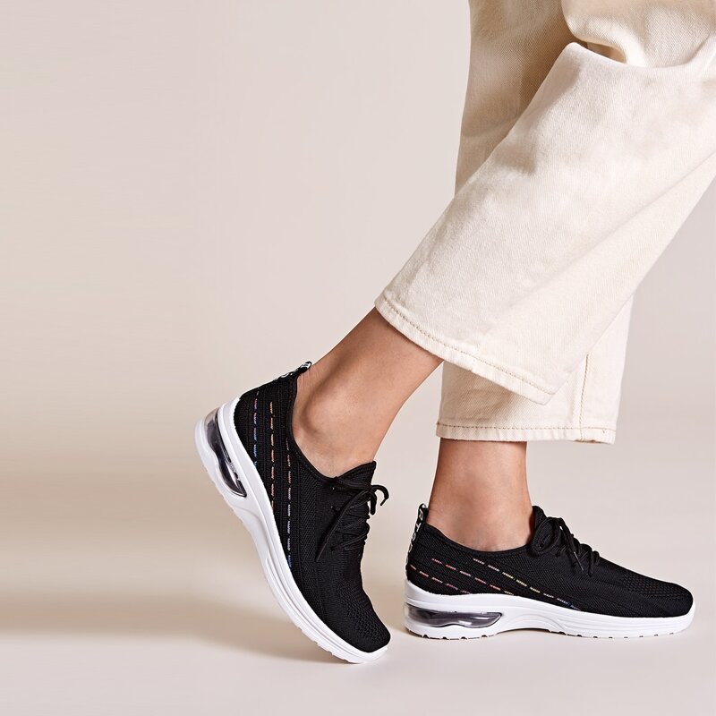 

Lace-up Front Wide Fit Sneakers, Black