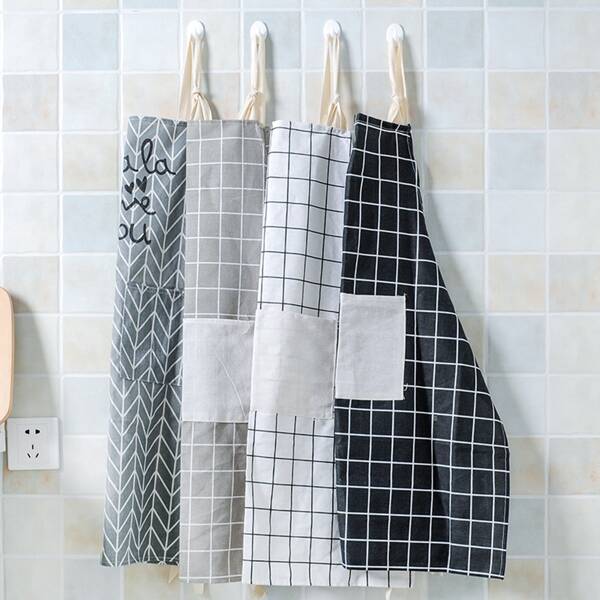 

1pc Plaid Pattern Apron, Multicolor