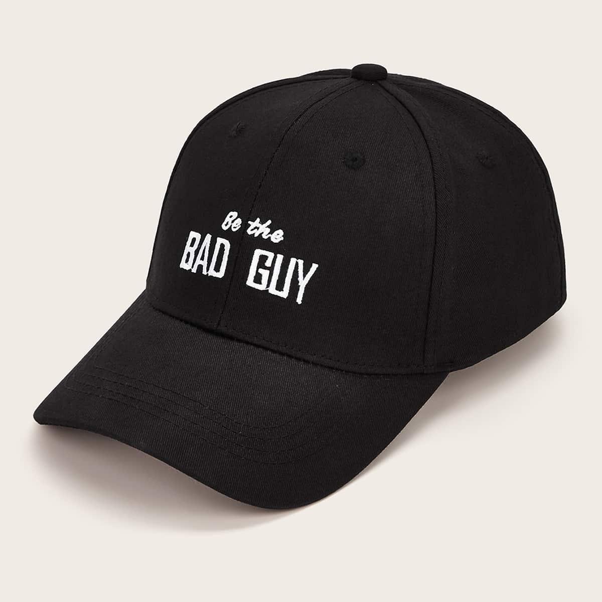 

Slogan Embroidery Baseball Cap, Black