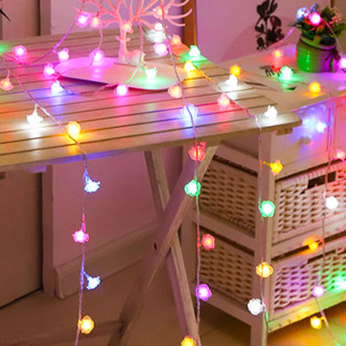 

20pcs 3M Colorful Flower Shaped Bulb String Light, Multicolor