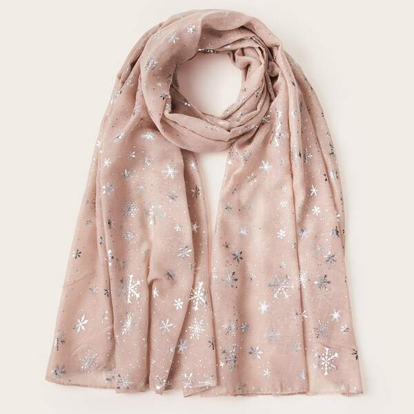 

Snowflake Pattern Scarf, Pink