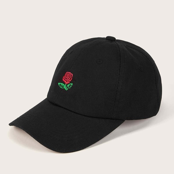 

Rose Embroidery Baseball Cap, Black