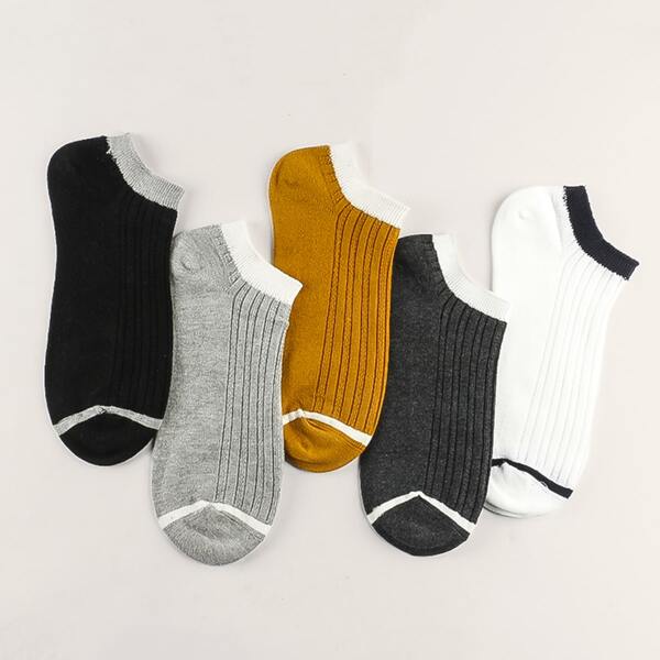

5pairs Men Simple Ankle Socks, Multicolor