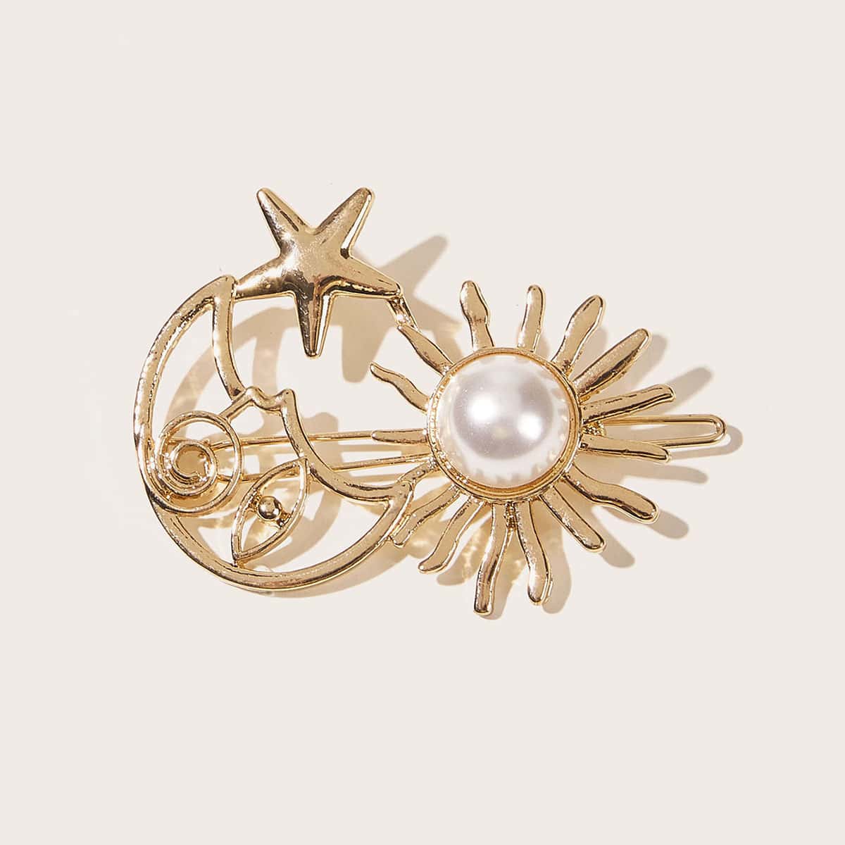 

1pc Star & Moon Decor Hair Clip, Gold