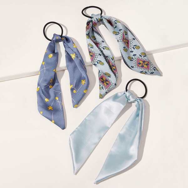 

3pcs Ditsy Floral Pattern Hair Tie, Multicolor