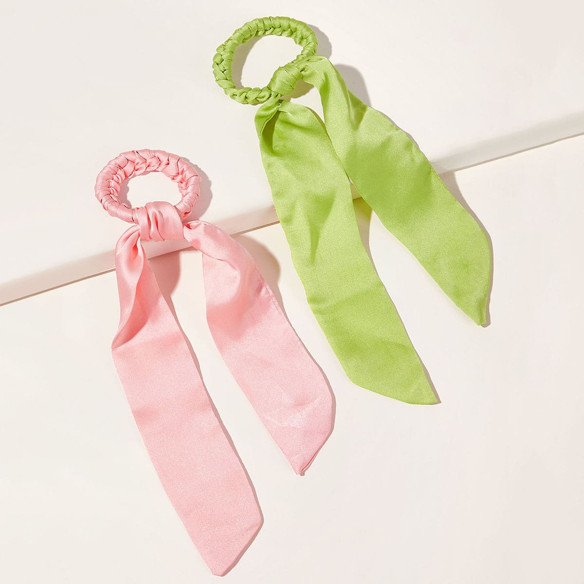 

2pcs Satin Scrunchie Scarf, Multicolor