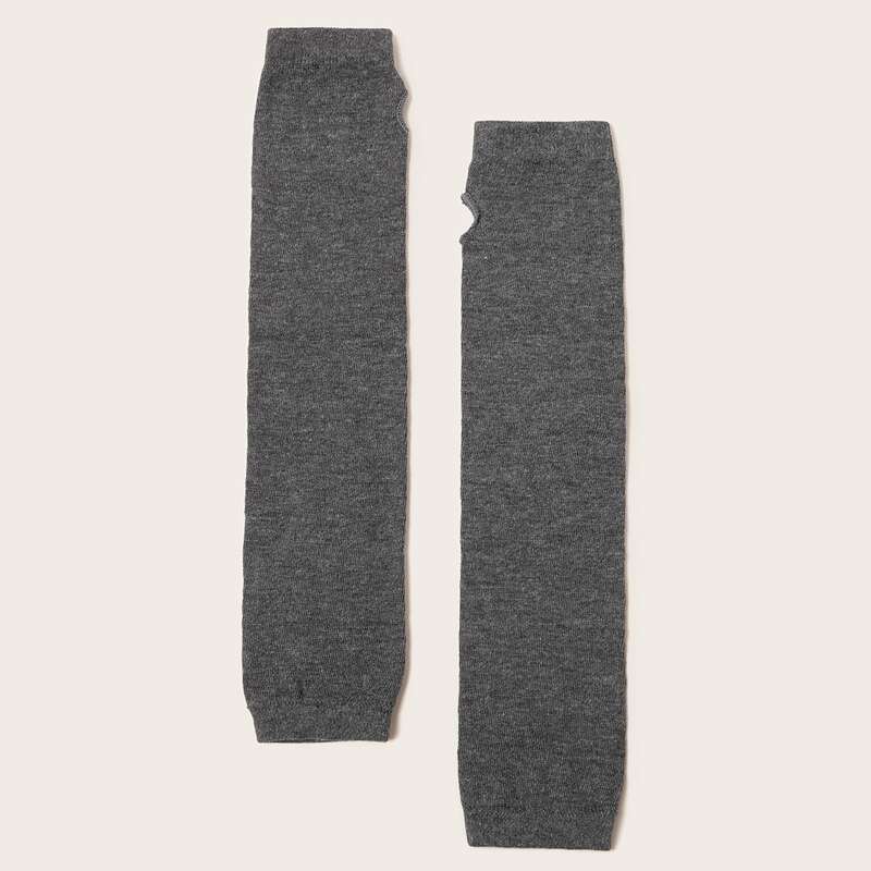 

Long Solid Knitted Gloves, Grey