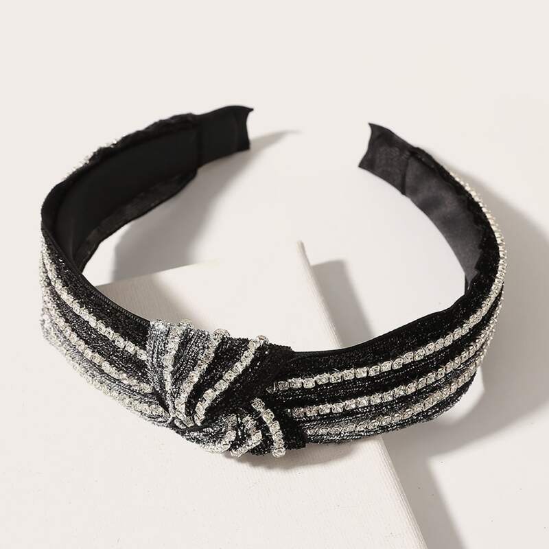 

Rhinestone Engraved Hair Hoop, Black