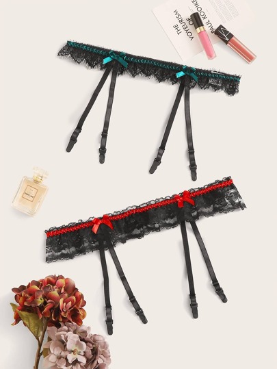 2pack Plus Floral Lace Garter Set