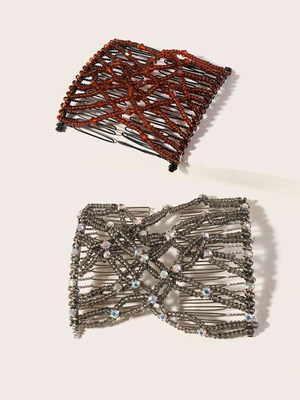 2pcs Bead Decor Hair Comb