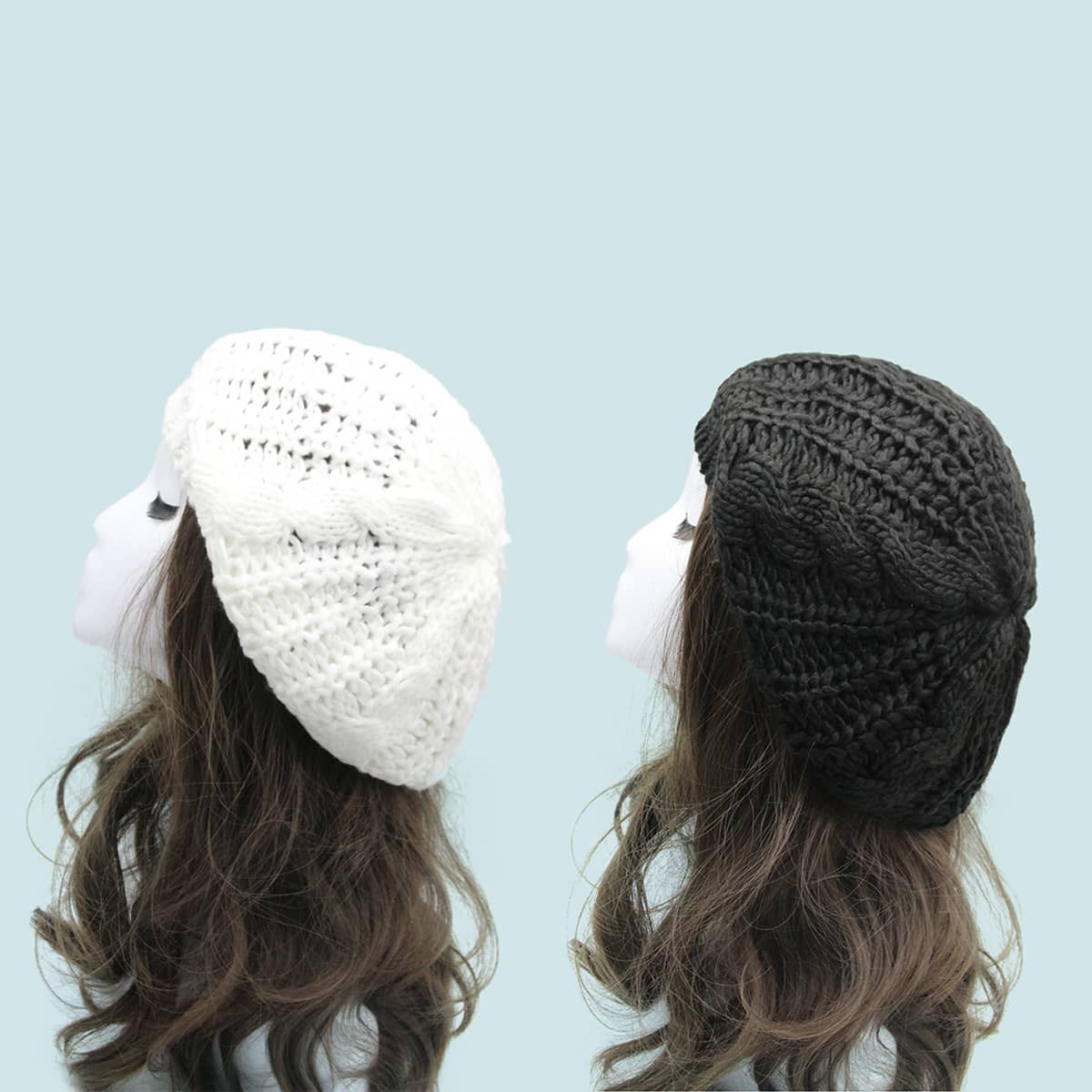 

2pcs Solid knitted Beret, Multicolor