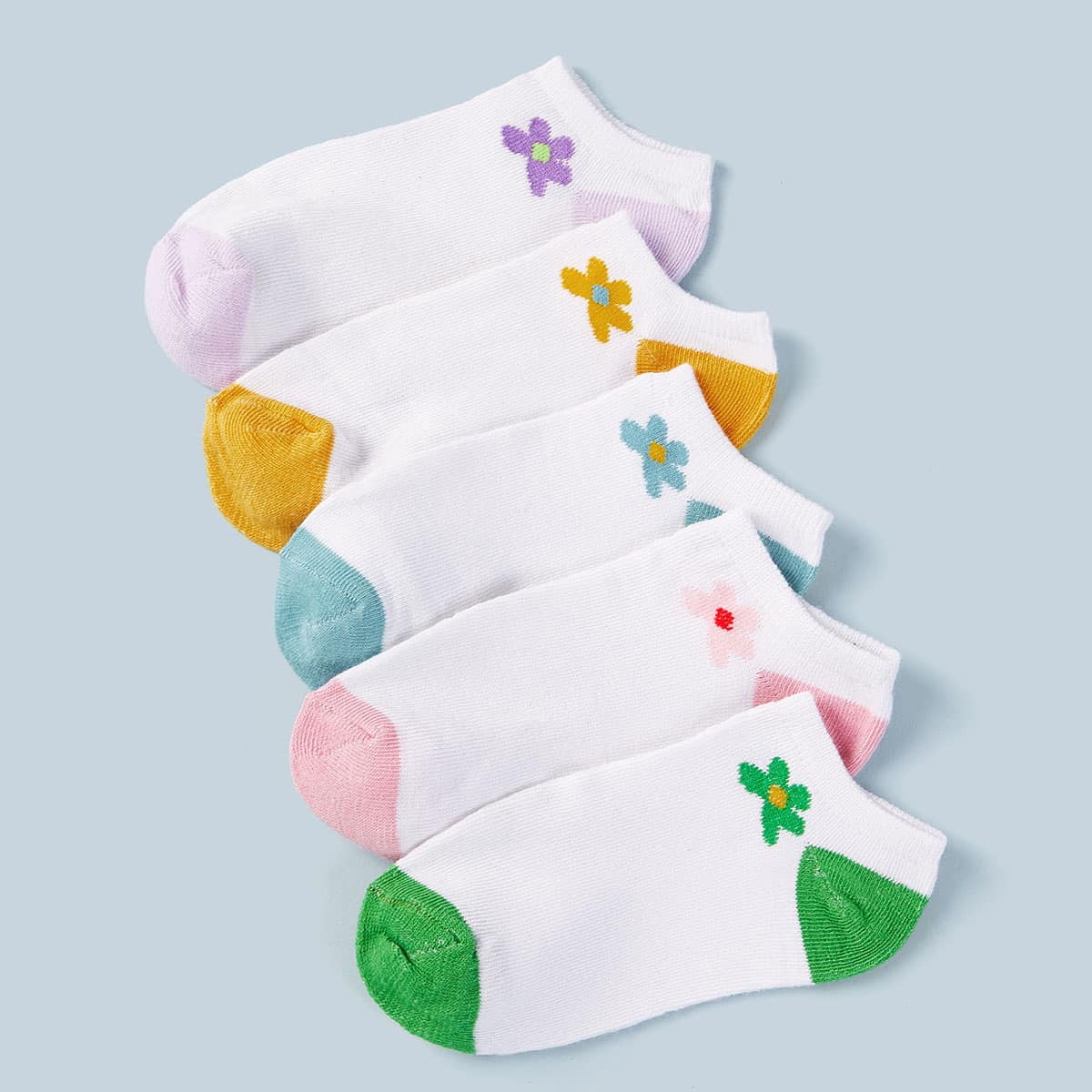 

5pairs Flower Pattern Ankles Socks, Multicolor