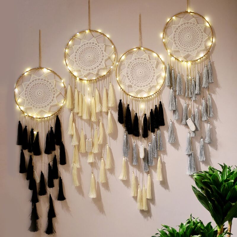 

1pc Tassel Pendant Dreamcatcher LED Light, Multicolor