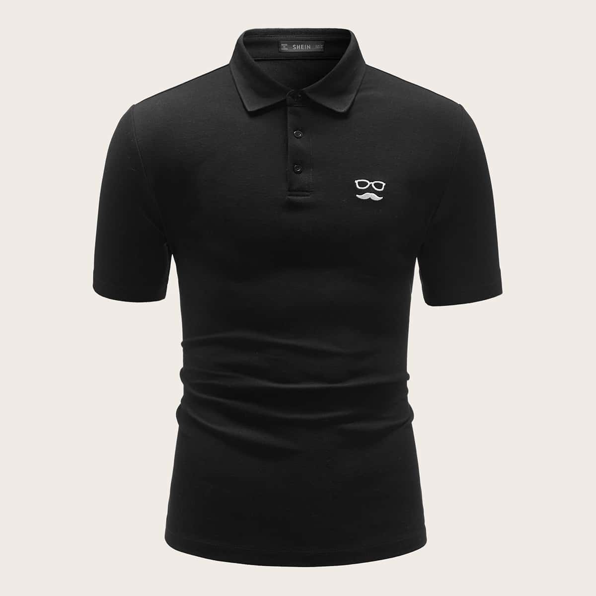 

Guys Graphic Embroidery Polo Shirt, Black