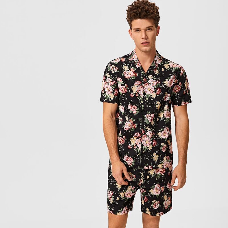 

Guys Floral Print Shirt & Shorts Set, Multicolor