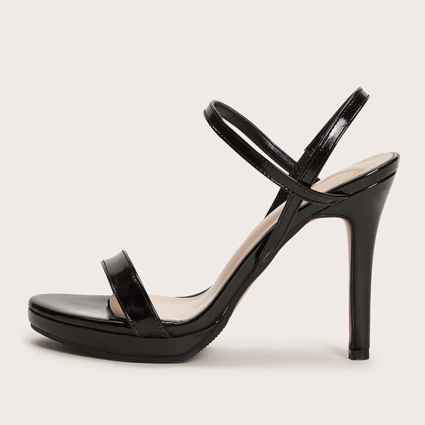 

Open Toe Slingback Stiletto Heels, Black