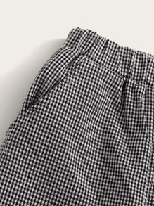 SHEIN Sudadera de Niñas ribete fruncido con pantalones de guingán - Multicolor - Ver 4