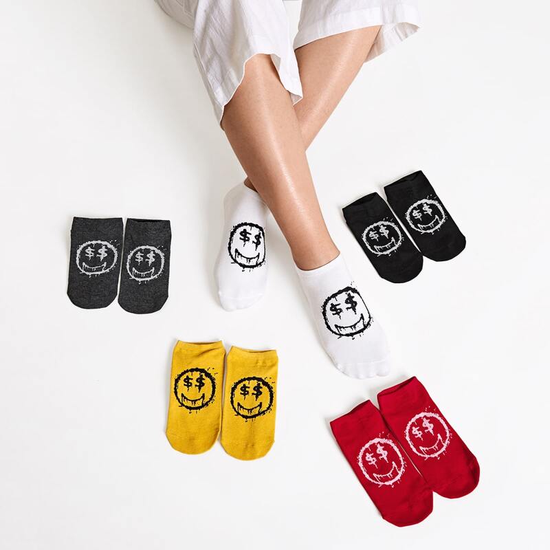 

5pairs Dollar Pattern Socks, Multicolor