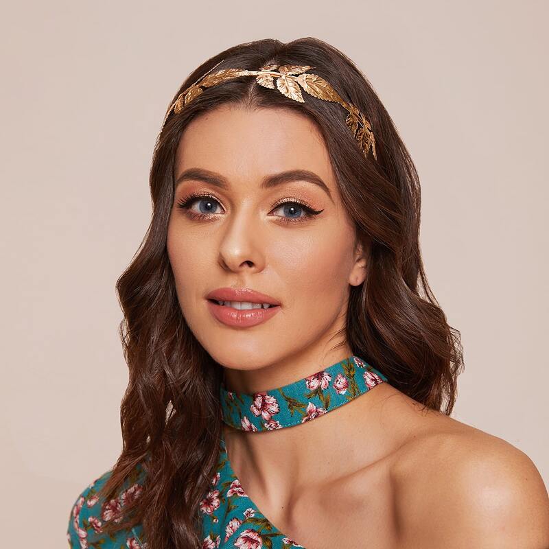 

Metallic Leaf Decor Hair Hoop, Gold
