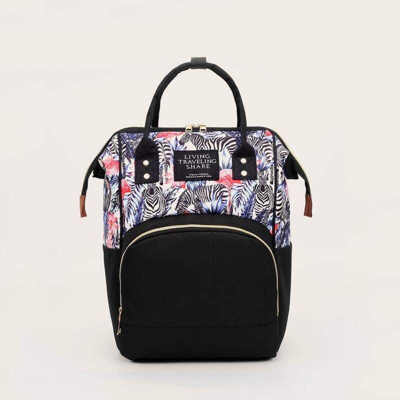 

Zebra Graphic Pocket Front Backpack, Black