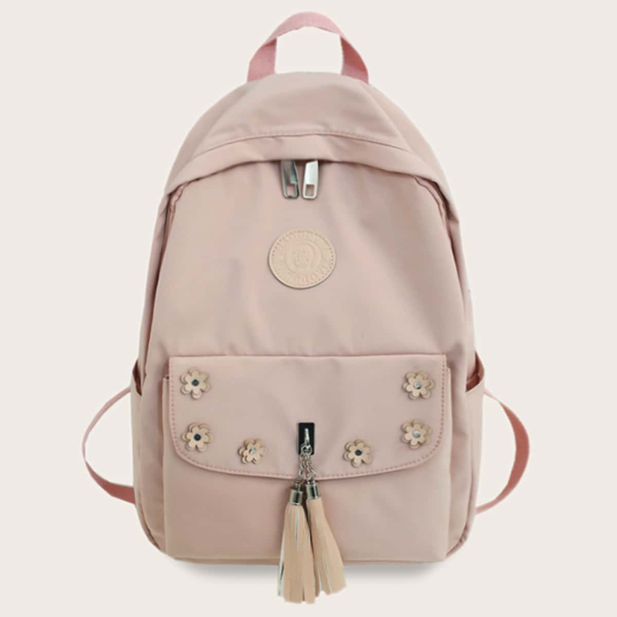 Floral Applique & Tassel Decor Backpack, Pink
