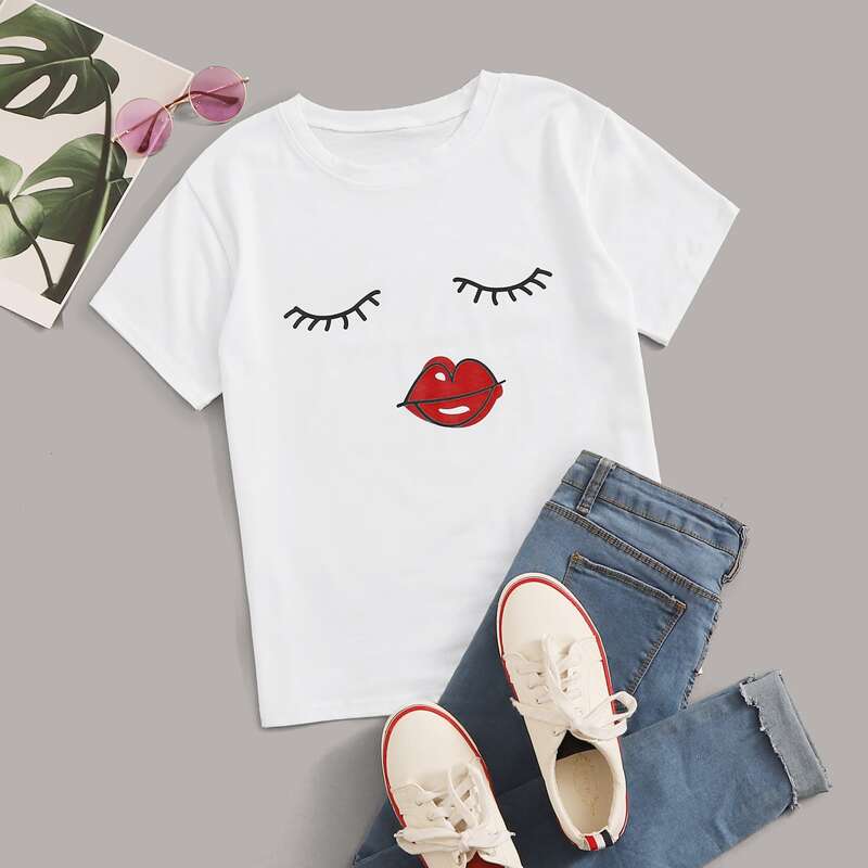 

Eye And Mouth Print Tee, White