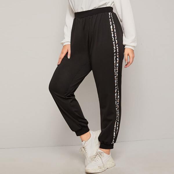 

Plus Striped Tape Side Sweatpants, Black