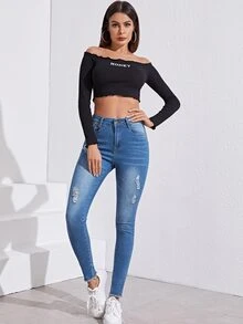 Blauw Casual Vlak jeans Gescheurd - Medium gebleekt - Bekijken 5