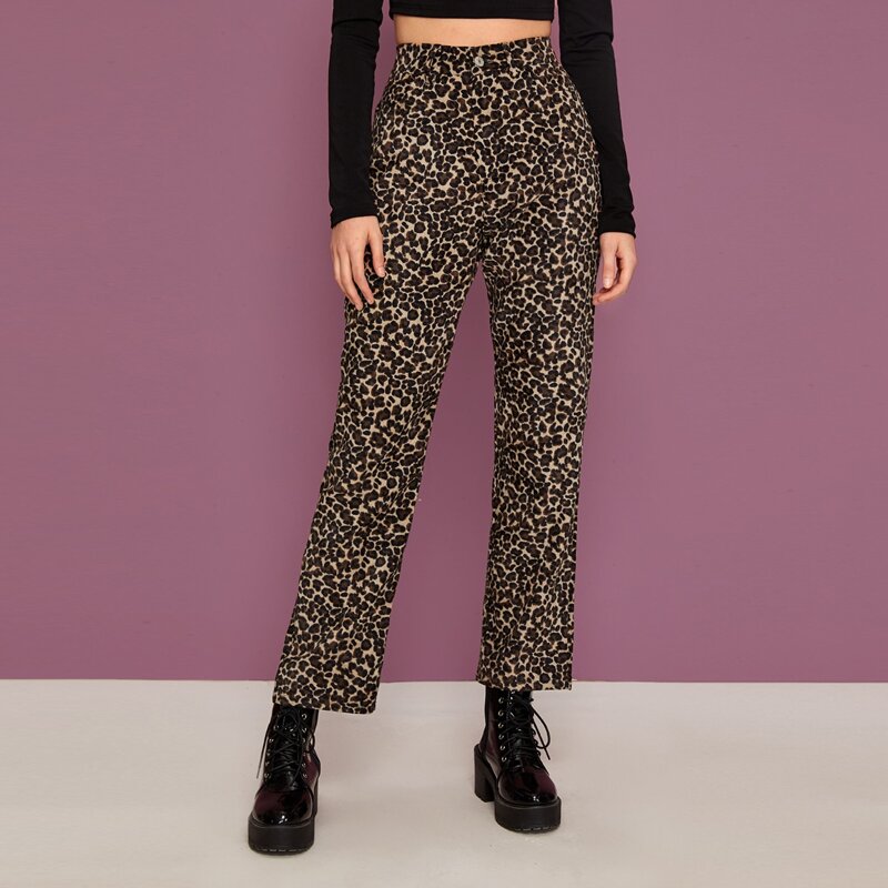 

Leopard Print High Rise Corduroy Pants, Multicolor