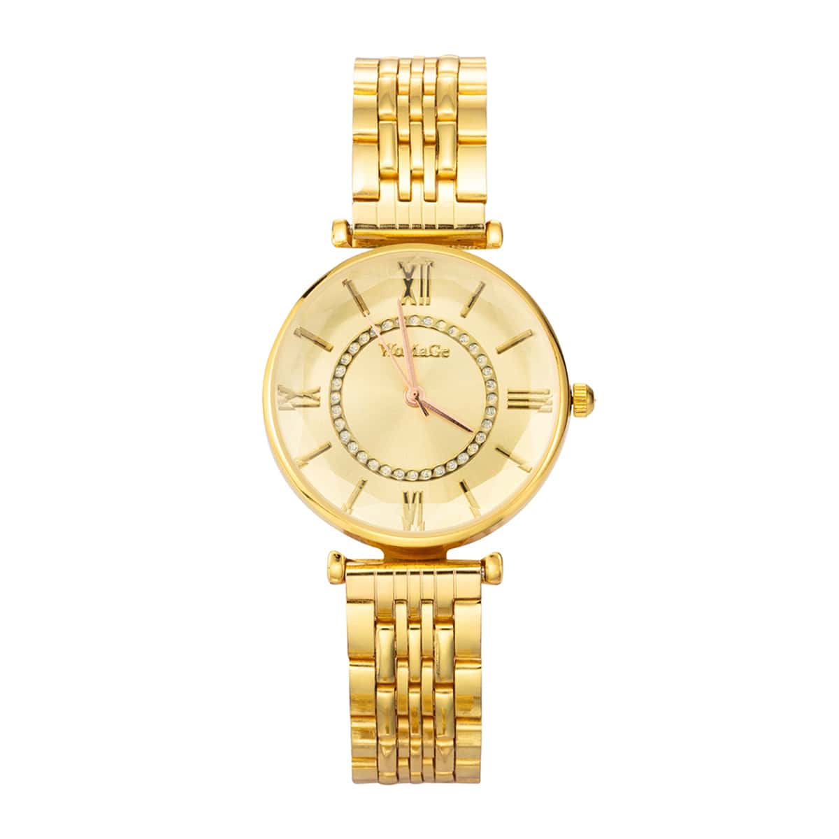 

Rhinestone Decor Round Dial Quartz Watch