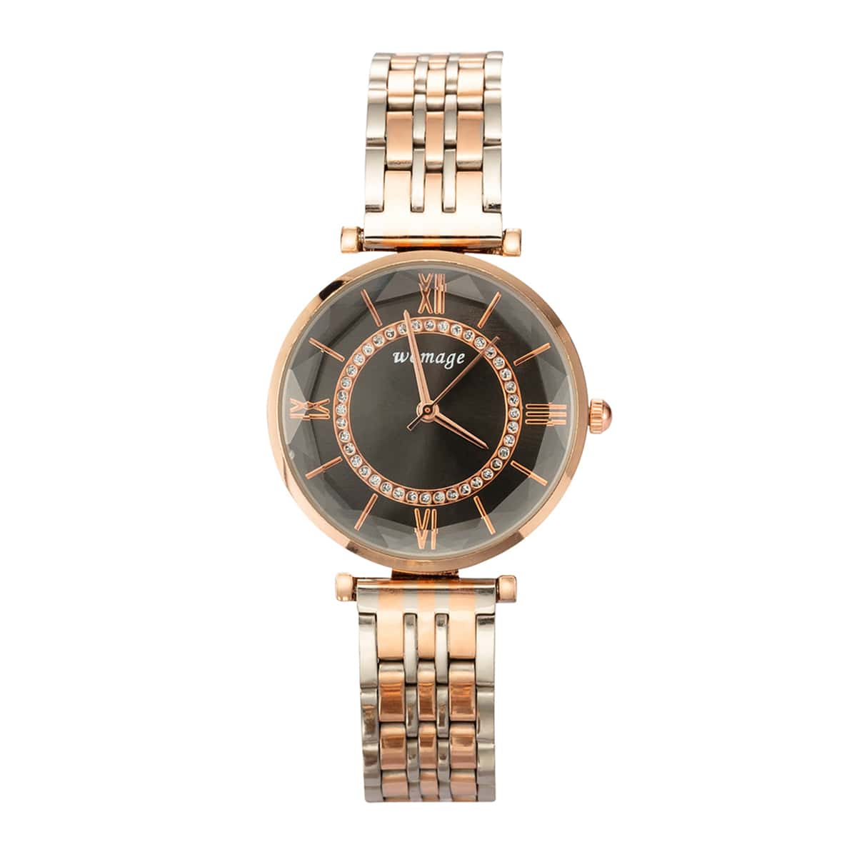 

Rhinestone Decor Round Dial Quartz Watch