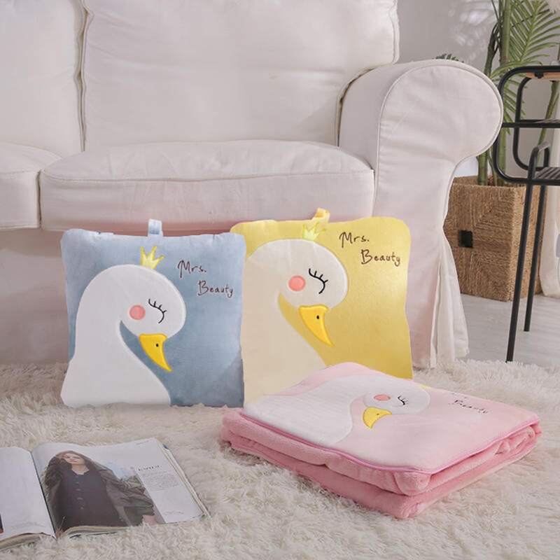

1pack Cartoon Patch 2 In 1 Cushion Blanket, Multicolor