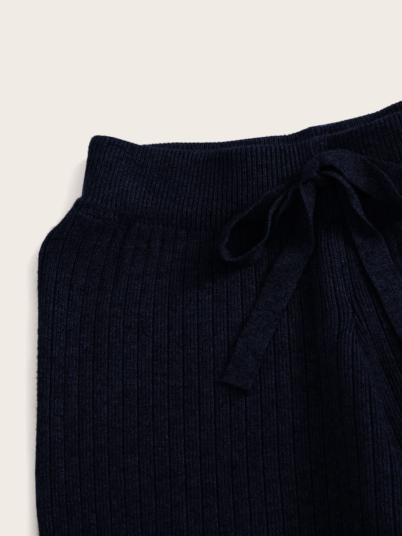 plus ribbed knit drawstring waist sweater pants