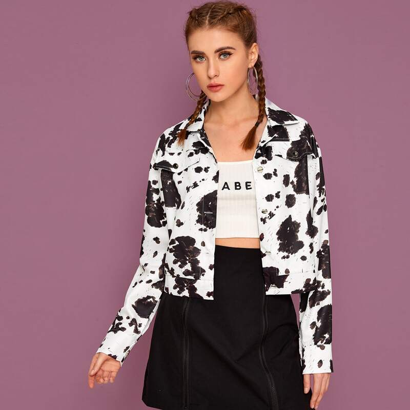 

Button Front All Over Print Jacket, Multicolor
