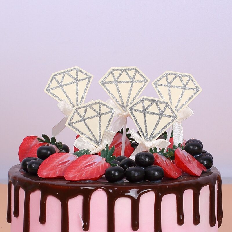 

5pcs Glitter Diamond Decor Cake Topper, Multicolor