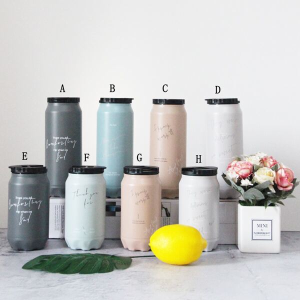 

1pc Letter Graphic Stainless Steel Bottle, Multicolor