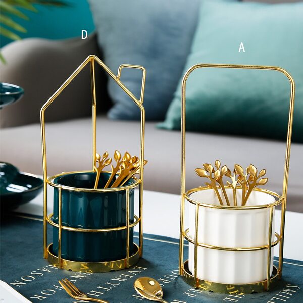 

Ceramic Can & Rack Set With 6pcs Fruit Forks, Multicolor