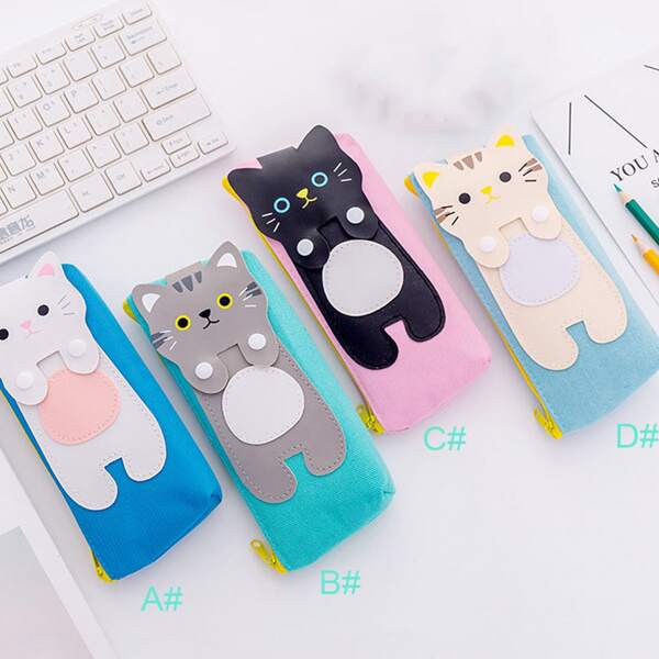 

1pc Cartoon Cat Pattern Pencil Case